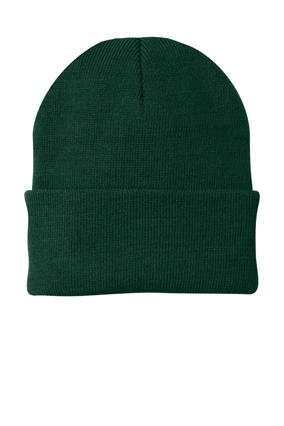 Front View of Athletic Green Port Authority Knit Cap. CP90 plain