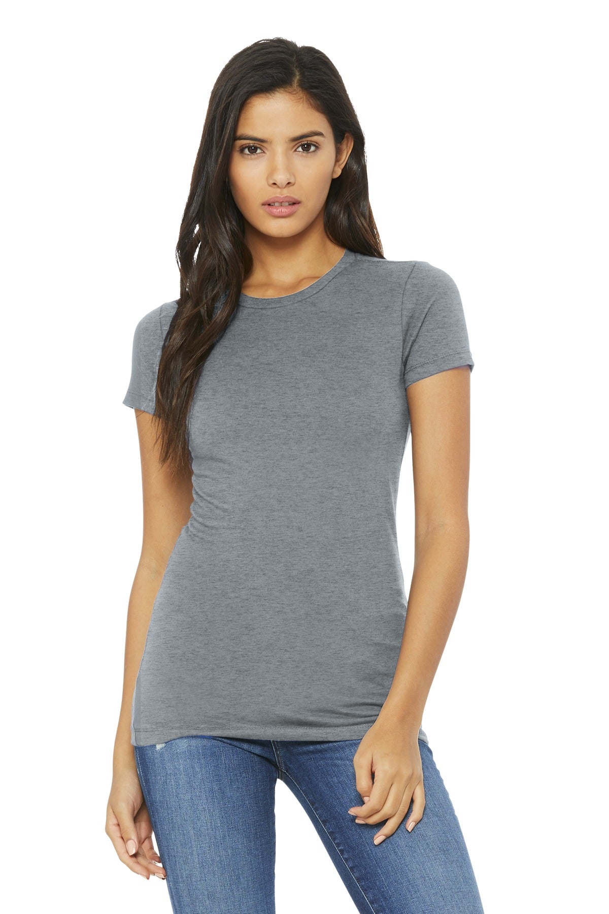 Front View of Athletic Ht BELLA+CANVAS Women's Slim Fit Tee. BC6004 plain