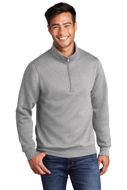 Front View of Athletic Hthr Port & Co Core Fleece 1/4-Zip Pullover Sweatshirt PC78Q