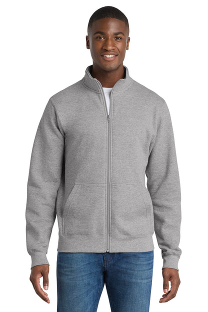 Front View of Athletic Hthr Port & Co Core Fleece Cadet Full-Zip Sweatshirt PC78FZ plain