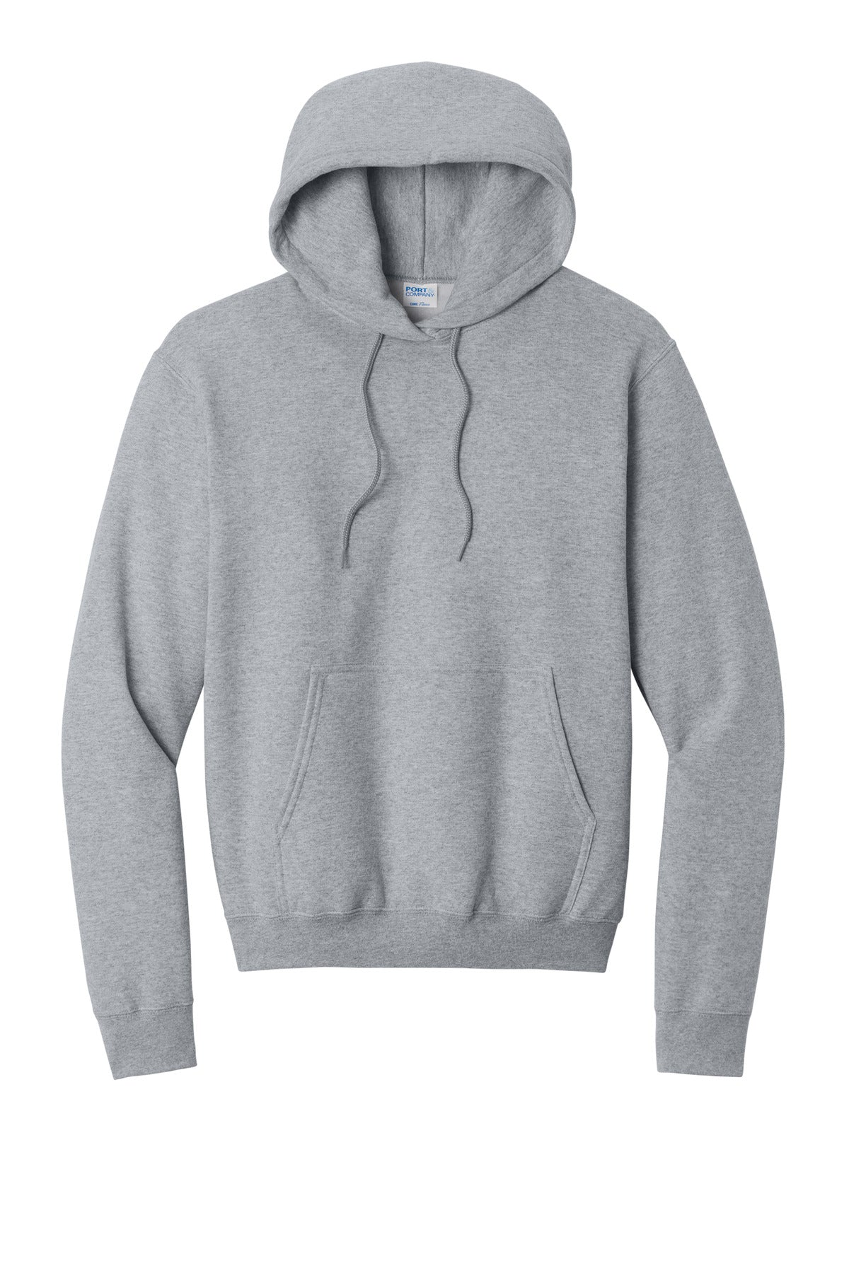Front View of Athletic Hthr Port & Co Core Fleece Pullover Hooded Sweatshirt. PC78H plain