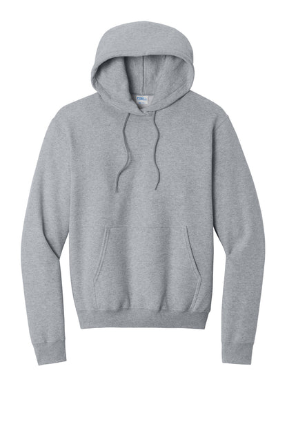 Front View of Athletic Hthr Port & Co Core Fleece Pullover Hooded Sweatshirt. PC78H plain