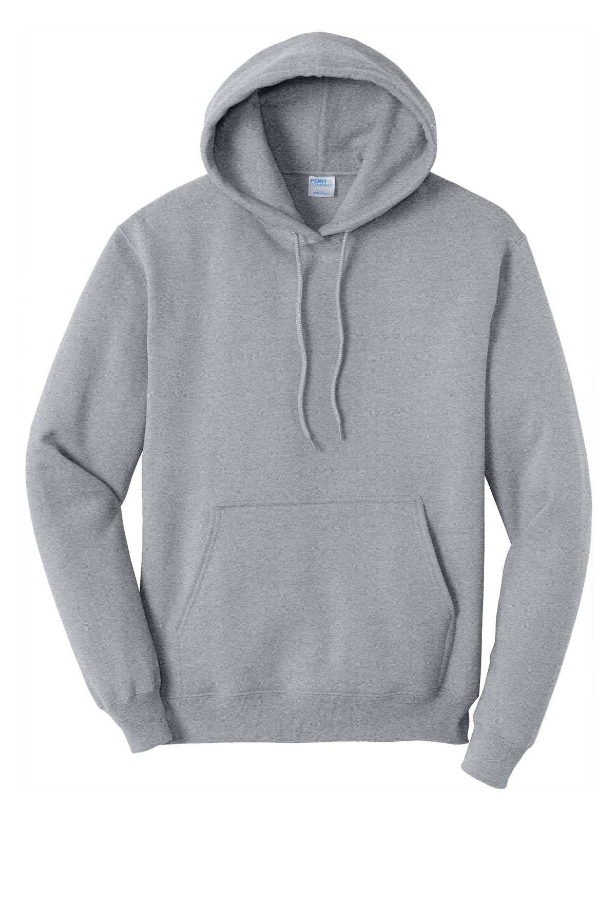 Front View of Athletic Hthr Port & Co Core Fleece Pullover Hooded Sweatshirt. PC78H