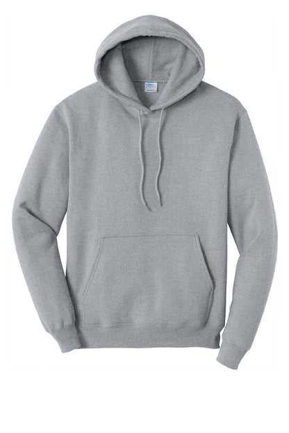 Front View of Athletic Hthr Port & Co Core Fleece Pullover Hooded Sweatshirt. PC78H