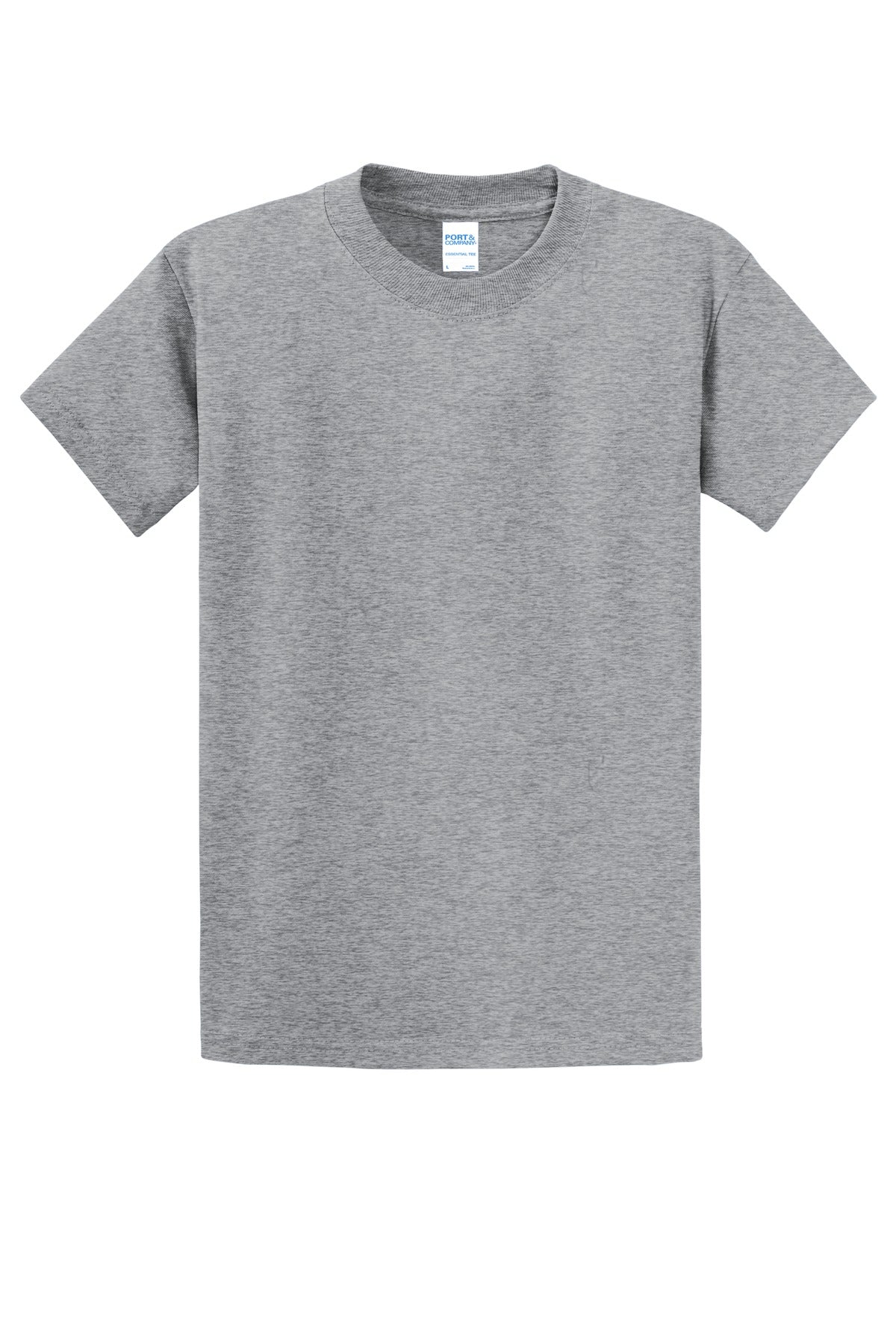 Front View of Athletic Hthr Port & Co Essential Tee. PC61 plain