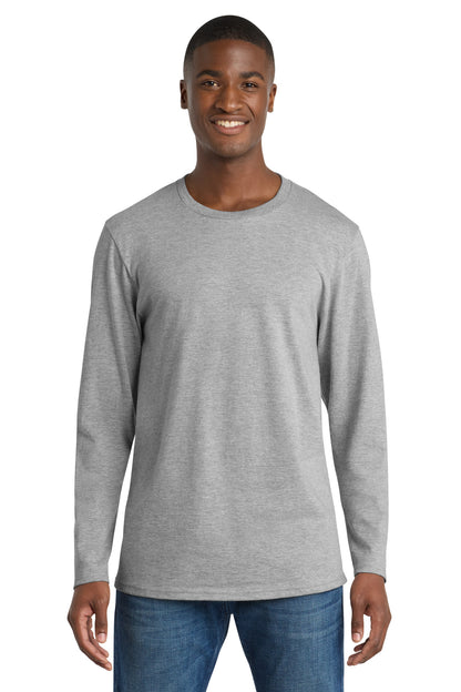 Front View of Athletic Hthr Port & Co Long Sleeve Bouncer Tee PC600LS plain