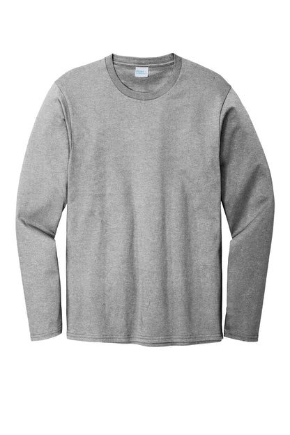Front View of Athletic Hthr Port & Co Long Sleeve Bouncer Tee PC600LS plain