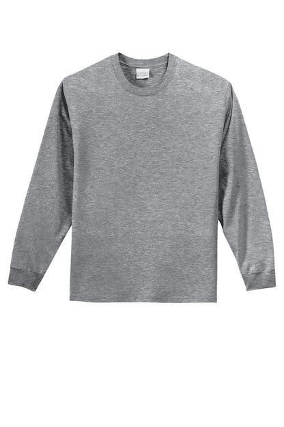 Front View of Athletic Hthr Port & Co Long Sleeve Essential Tee. PC61LS plain