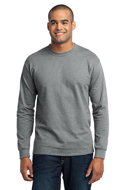 Front View of Athletic Hthr Port & Co Tall Long Sleeve Core Blend Tee. PC55LST plain