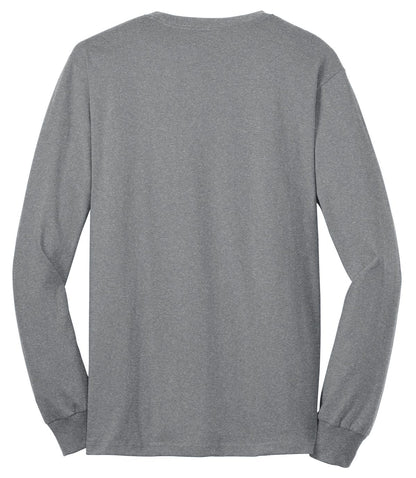Front View of Athletic Hthr Port & Co Tall Long Sleeve Core Blend Tee. PC55LST plain