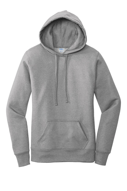 Front View of Athletic Hthr Port & Co Women's Core Fleece Pullover Hooded Sweatshirt LPC78H plain