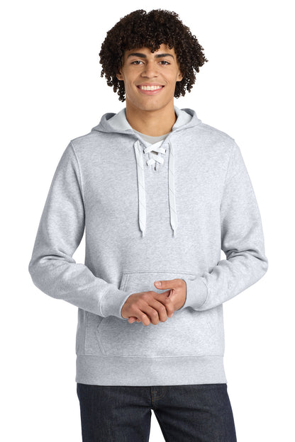 Front View of Athletic Hthr Sport-Tek Lace Up Pullover Hooded Sweatshirt. ST271 plain