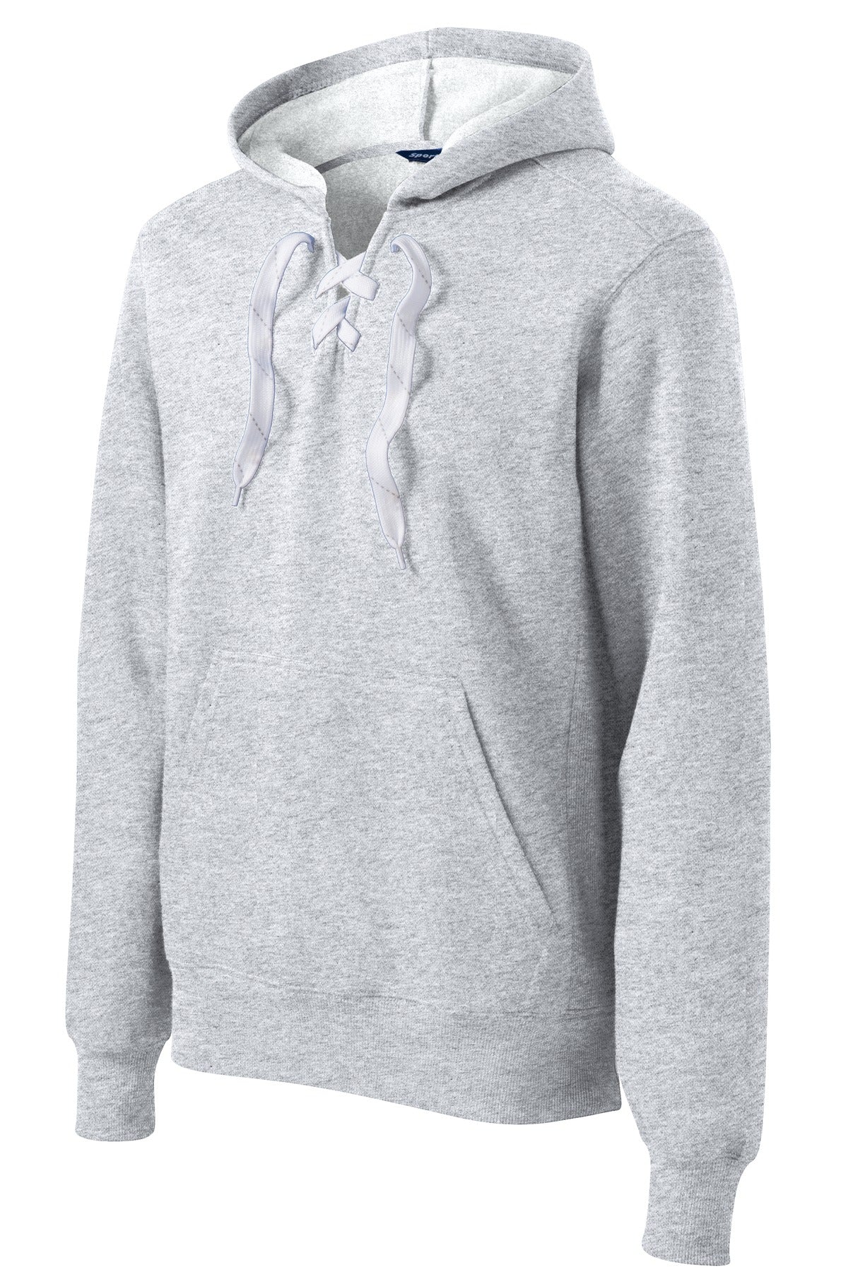 Front View of Athletic Hthr Sport-Tek Lace Up Pullover Hooded Sweatshirt. ST271 plain