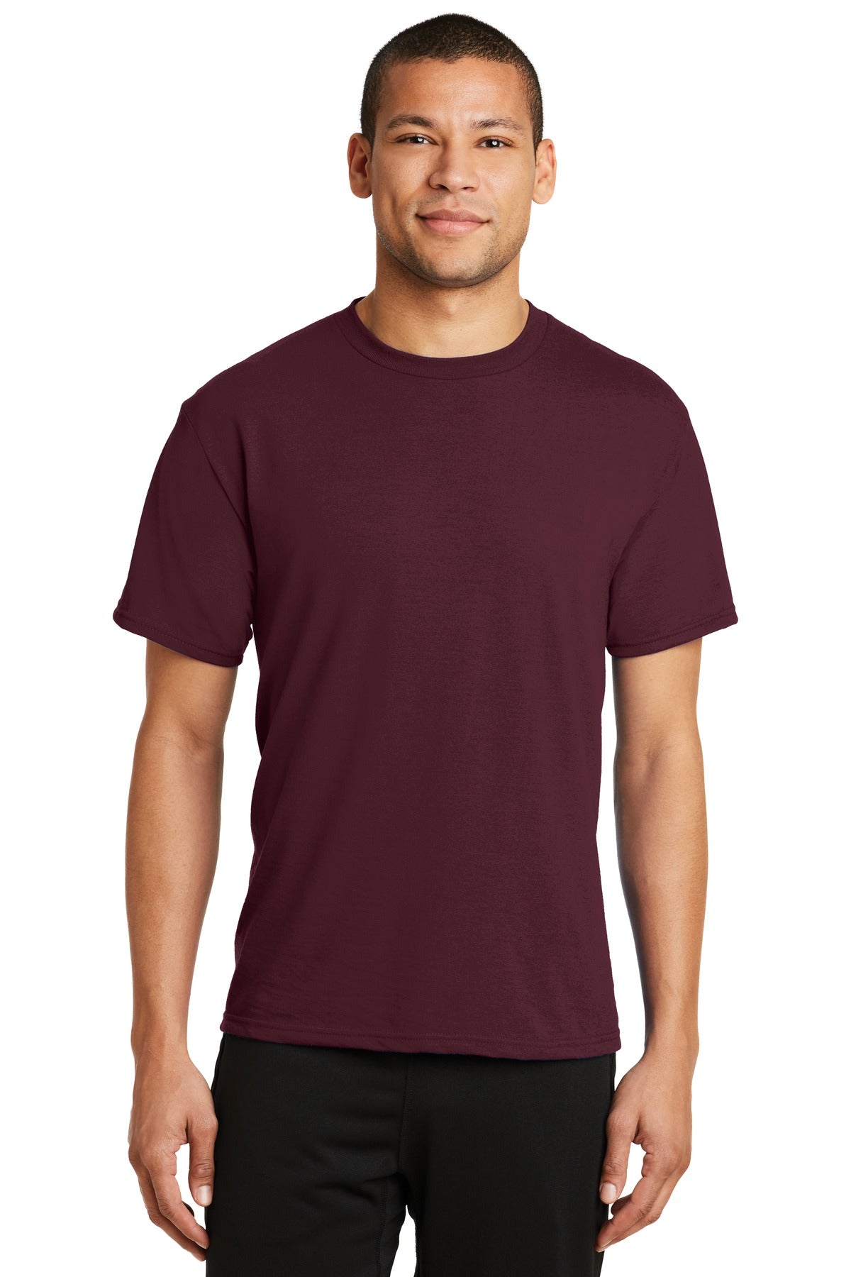 Front View of Athletic Mar Port & Co Performance Blend Tee. PC381 plain