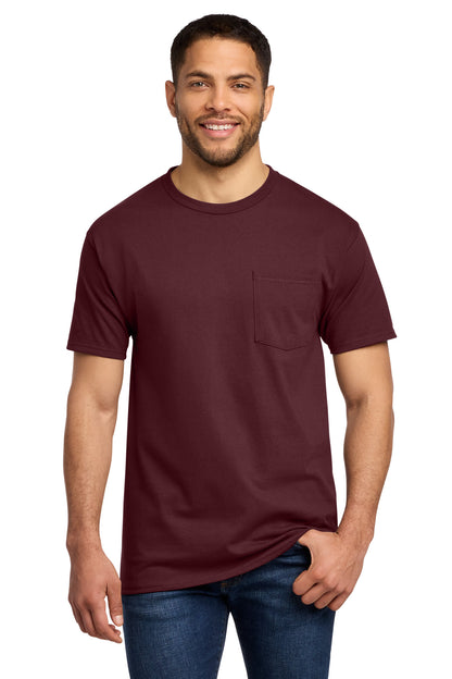 Front View of Athletic Marn Port & Co Tall Essential Pocket Tee. PC61PT plain