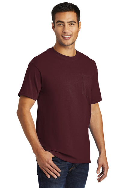 Front View of Athletic Marn Port & Co Tall Essential Pocket Tee. PC61PT plain