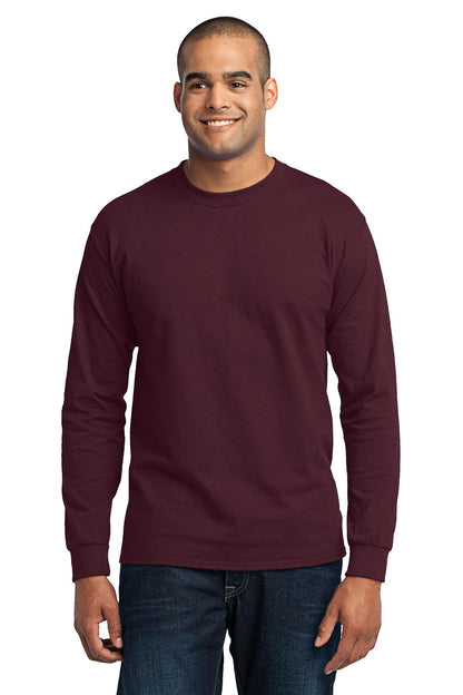 Front View of Athletic Marn Port & Co Tall Long Sleeve Core Blend Tee. PC55LST plain