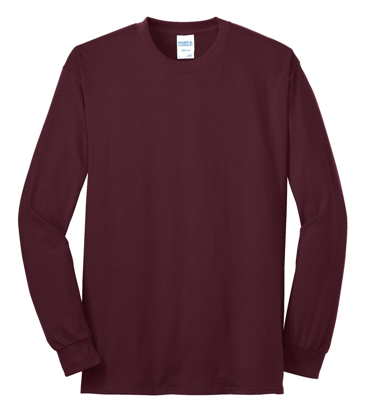 Front View of Athletic Marn Port & Co Tall Long Sleeve Core Blend Tee. PC55LST plain