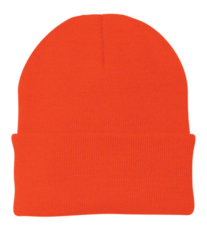 Front View of Athletic Orang Port Authority Knit Cap. CP90 plain