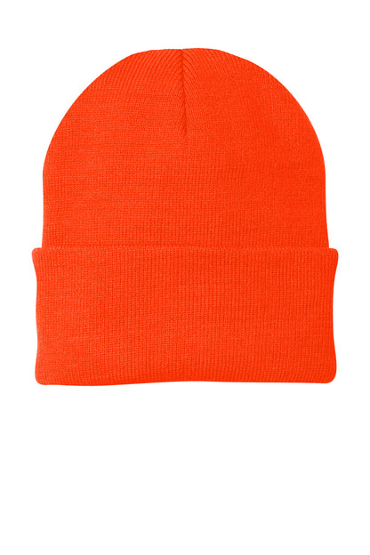 Front View of Athletic Orang Port Authority Knit Cap. CP90 plain