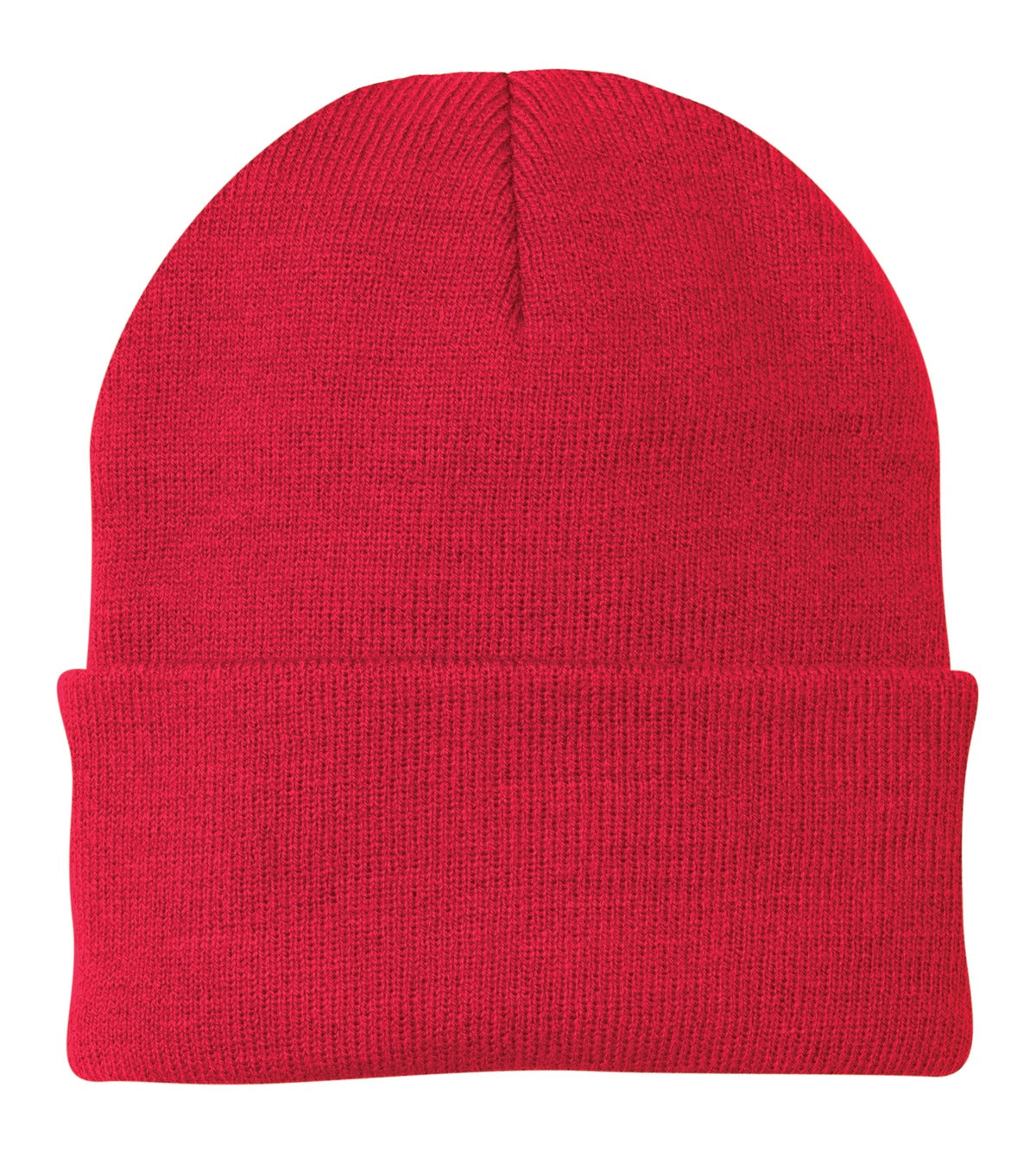 Front View of Athletic Red Port Authority Knit Cap. CP90 plain