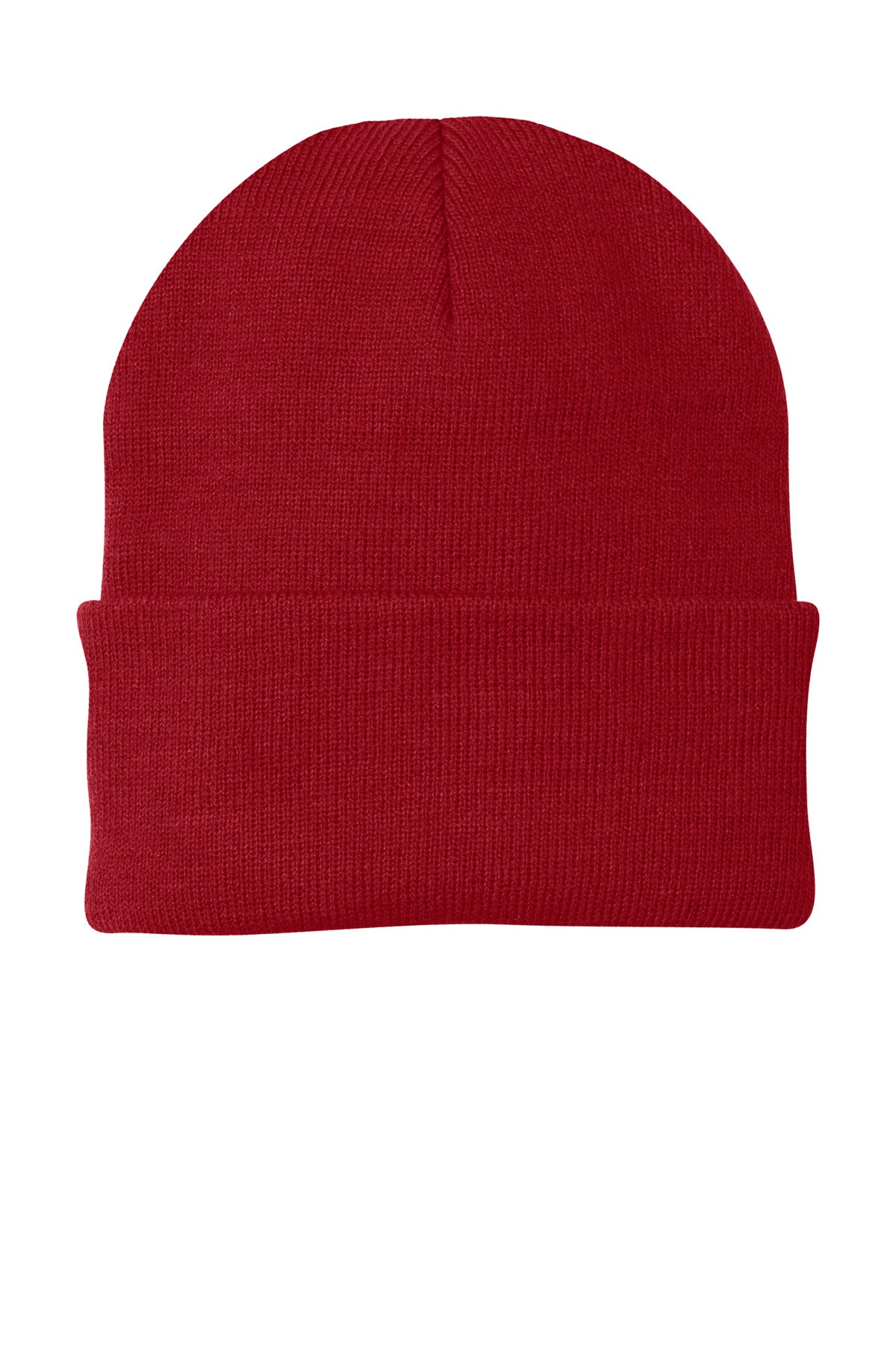 Front View of Athletic Red Port Authority Knit Cap. CP90 plain