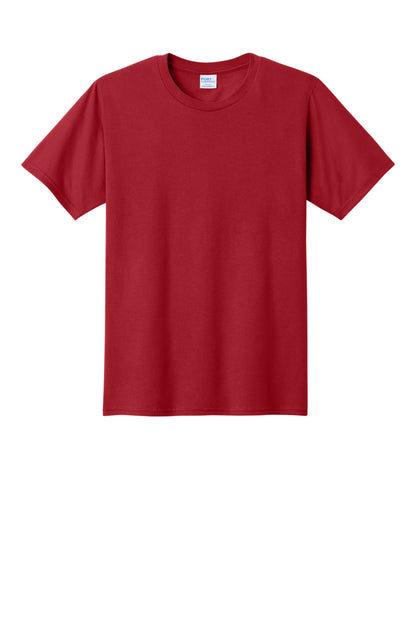 Front View of Athletic Red Port & Co Fan Favorite Tee. PC450 plain