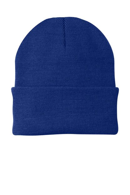 Front View of Athletic Royal Port Authority Knit Cap. CP90 plain