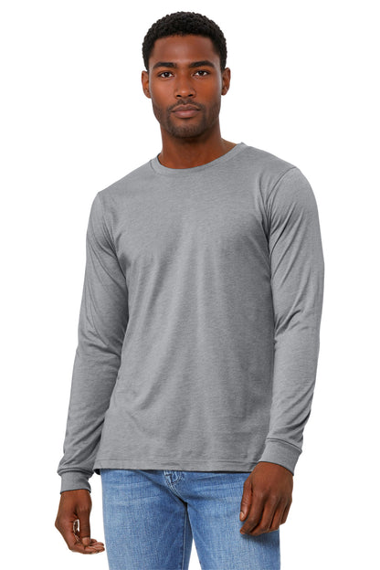Front View of AthlHthr BELLA+CANVAS Unisex Heather CVC Long Sleeve Tee BC3501CVC plain