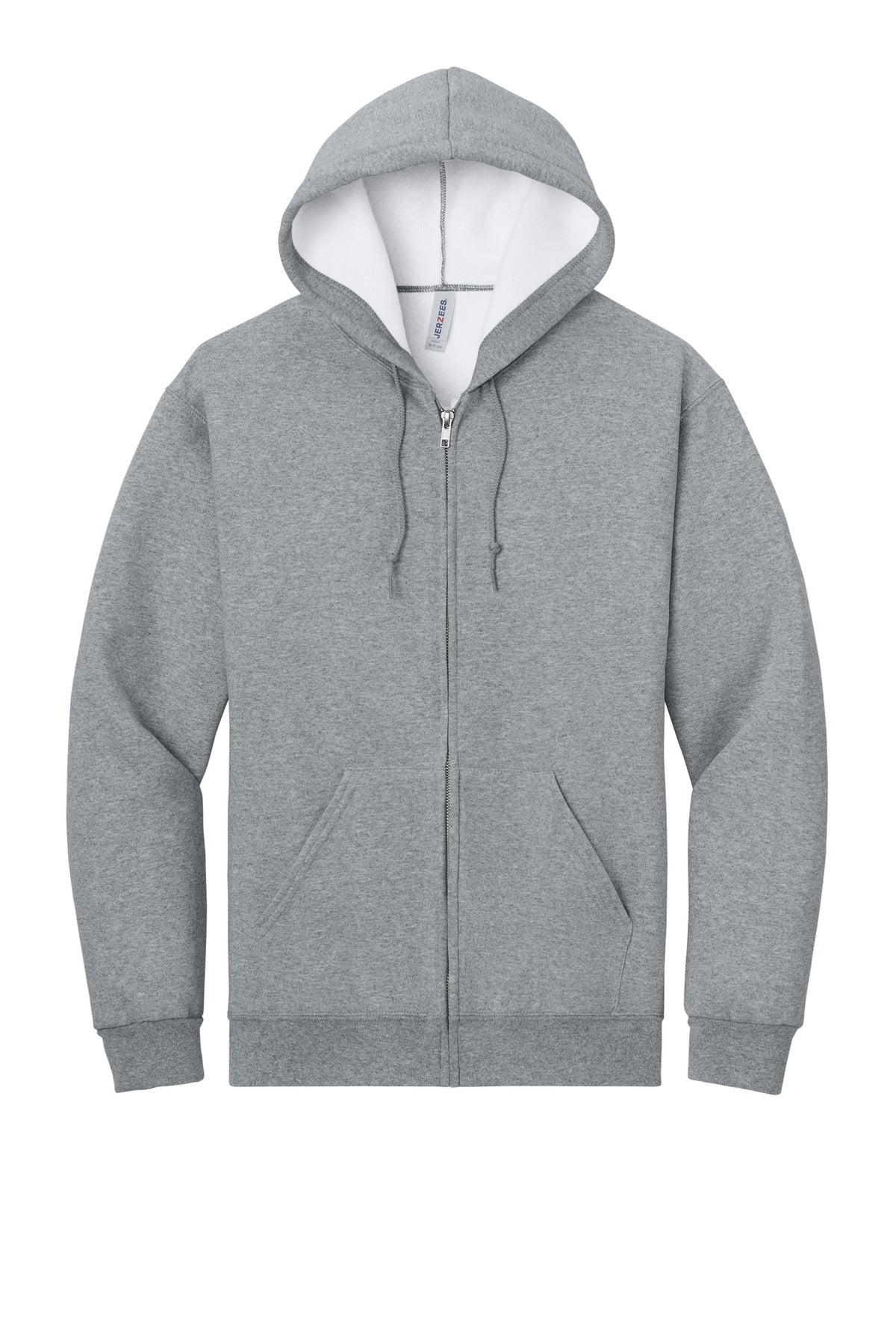 Front View of AthlHthr Jerzees Rugged Unisex Full-Zip Hooded Sweatshirt Z12M plain