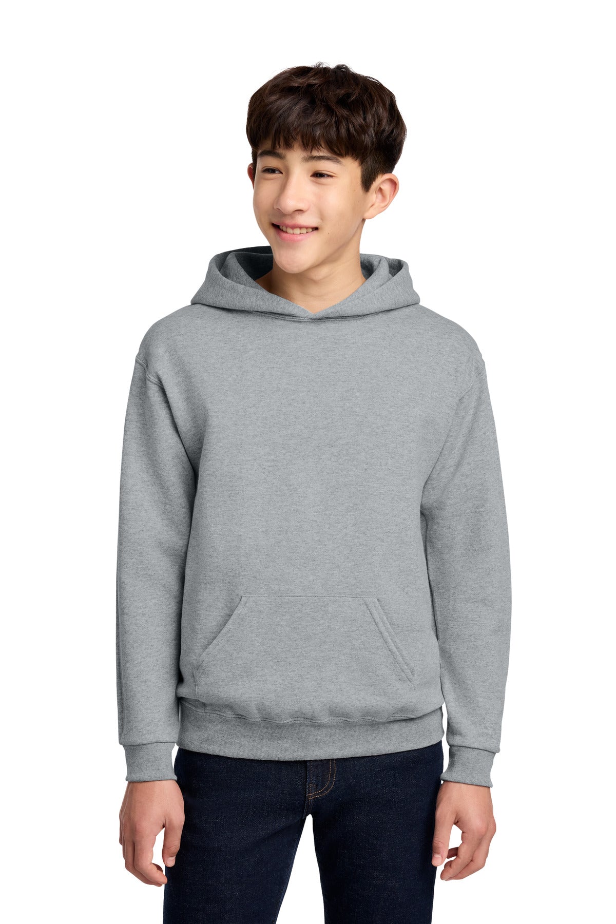 Front View of AthlHthr Jerzees - Youth NuBlend Pullover Hooded Sweatshirt. 996Y plain