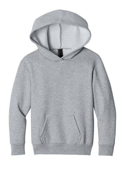 Front View of AthlHthr Port & Co Youth Easy Fleece Pullover Hooded Sweatshirt PC68YH plain