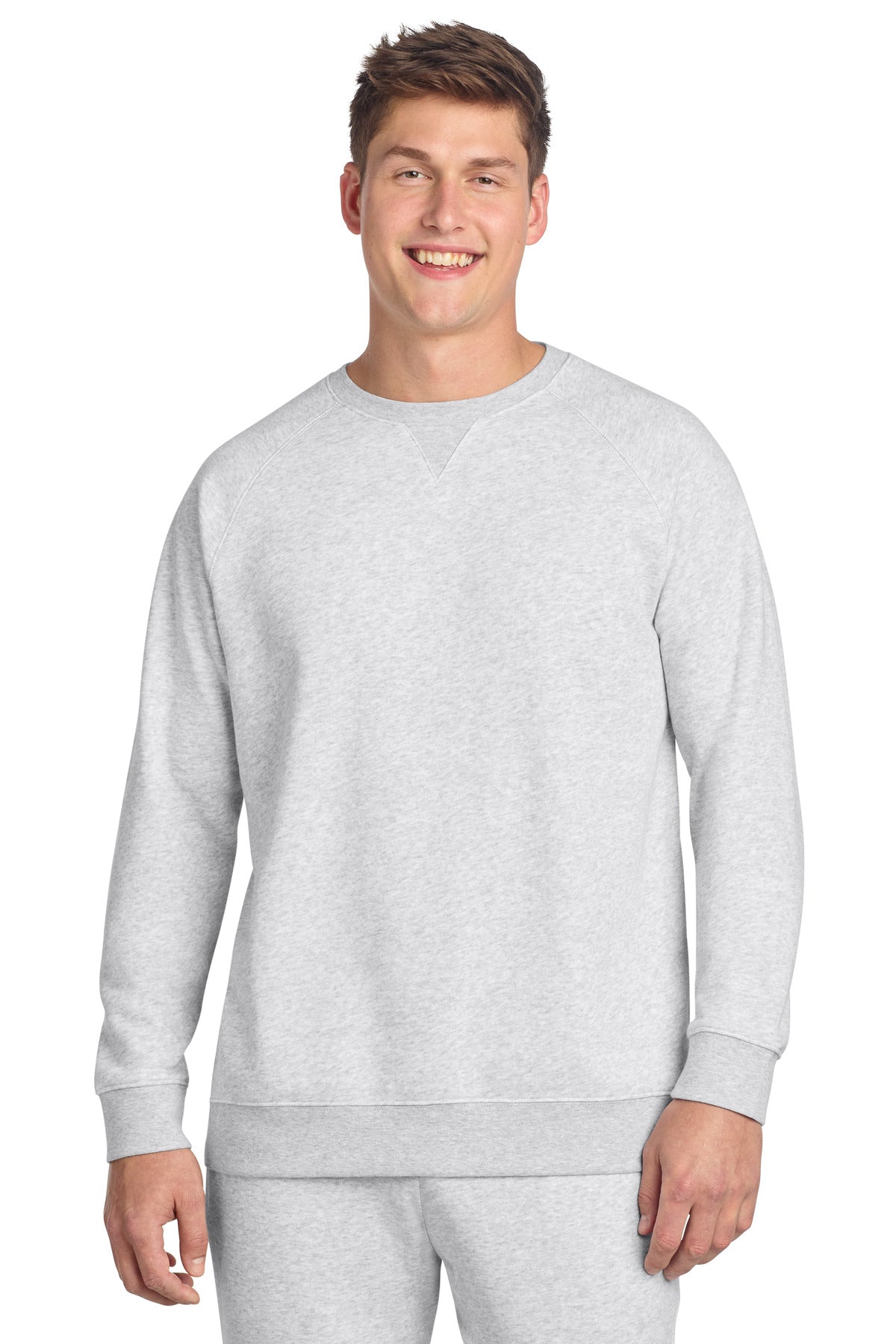 Front View of AthlHthr Sport-Tek Drive Fleece Crewneck STF203 plain
