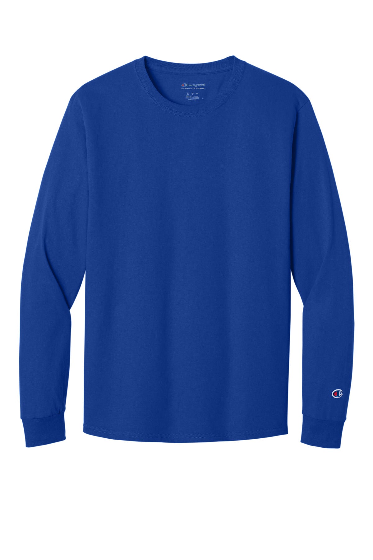 Front View of AthlRoyal Champion Heritage 5.2-Oz Jersey Long Sleeve Tee CC8C plain