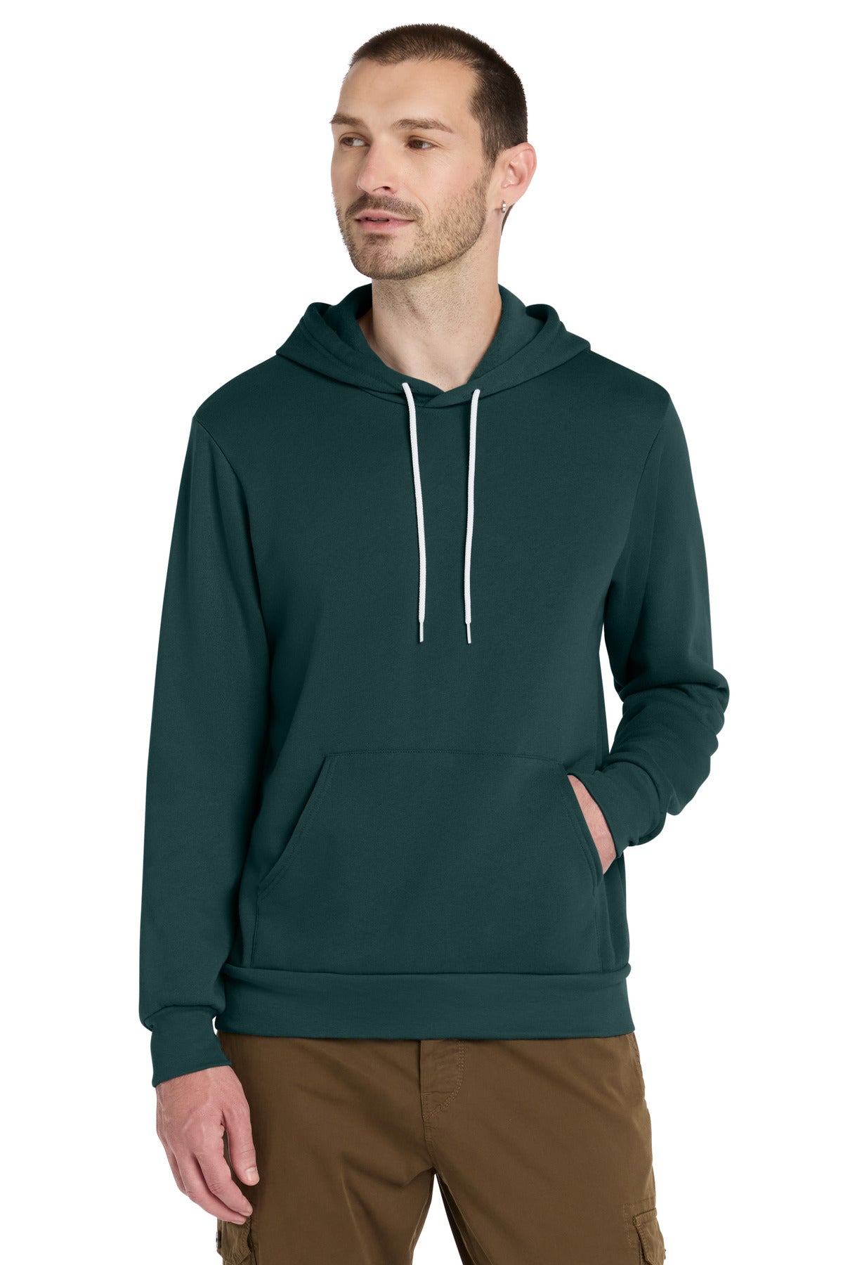 Front View of Atlantic BELLA+CANVAS Unisex Sponge Fleece Pullover Hoodie. BC3719 plain