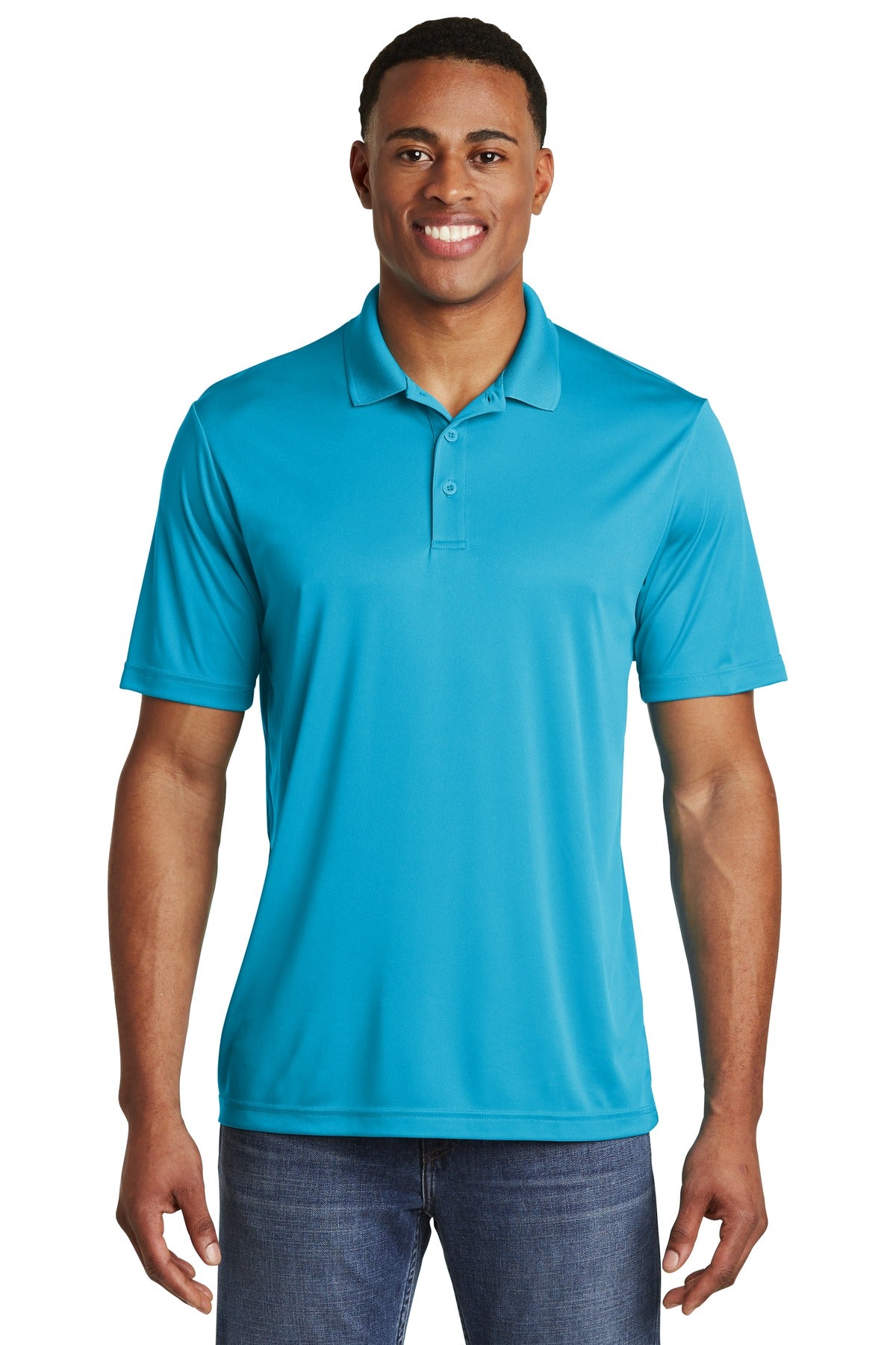 Front View of Atomic Blue Sport-Tek PosiCharge Competitor Polo. ST550 plain