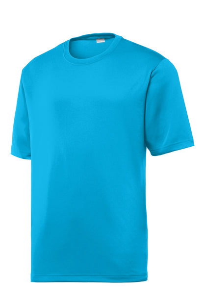 Front View of Atomic Blue Sport-Tek PosiCharge Tough Tee . ST320 plain
