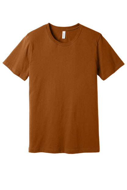 Front View of Autumn BELLA+CANVAS Unisex Jersey Short Sleeve Tee. BC3001 plain