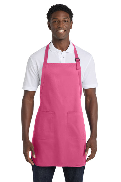 Front View of AwrnsPink Port Authority Full-Length Apron with Pockets. A500 plain