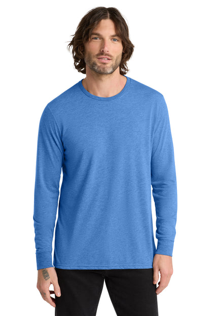 Front View of Azure Blue Allmade Unisex Tri-Blend Long Sleeve Tee AL6004 plain