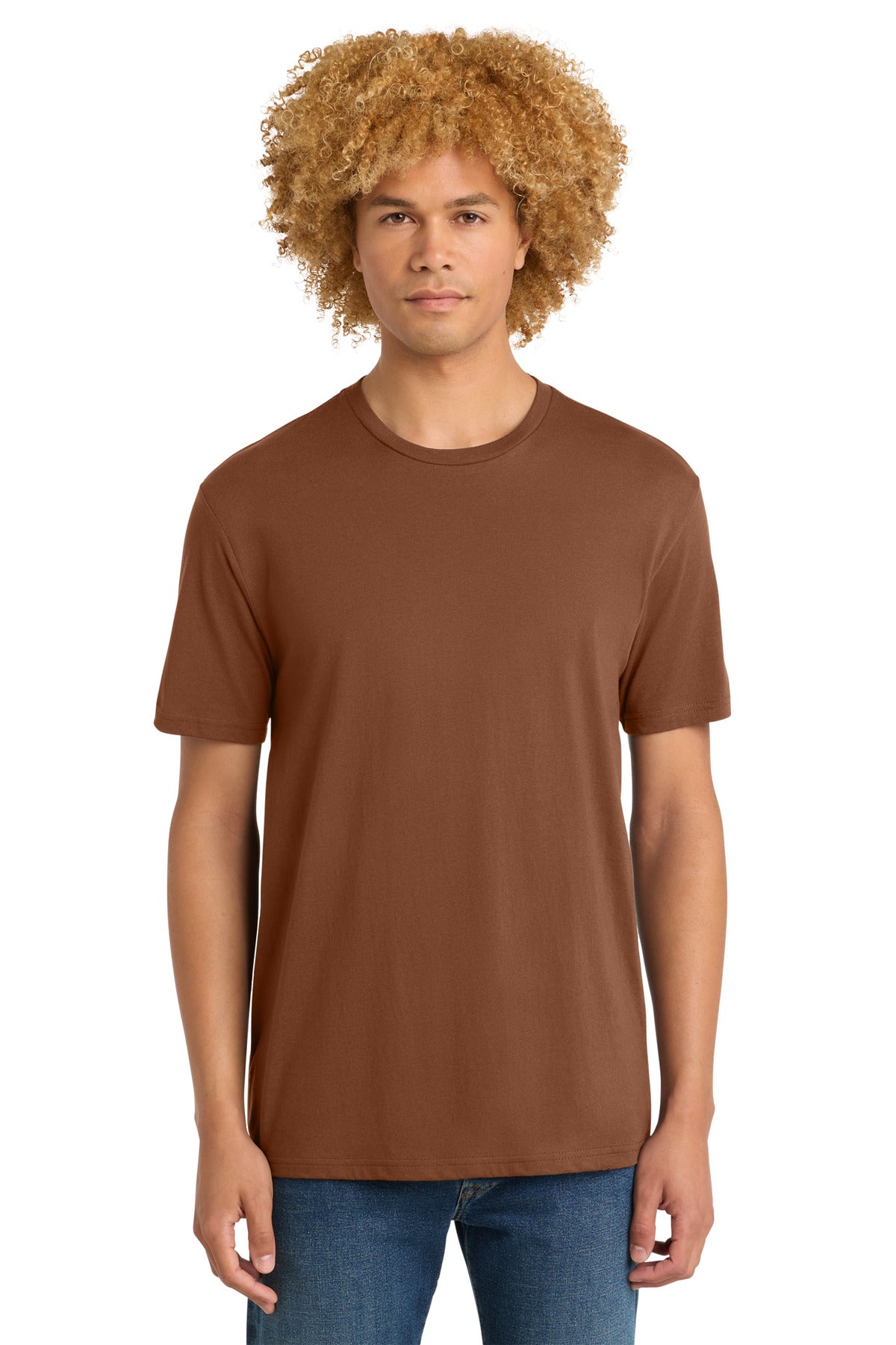 Front View of BakedClay District Perfect Weight Tee. DT104 plain