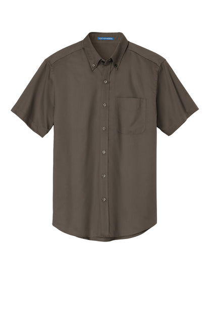 Front View of Bark Port Authority Short Sleeve Easy Care Shirt. S508 plain
