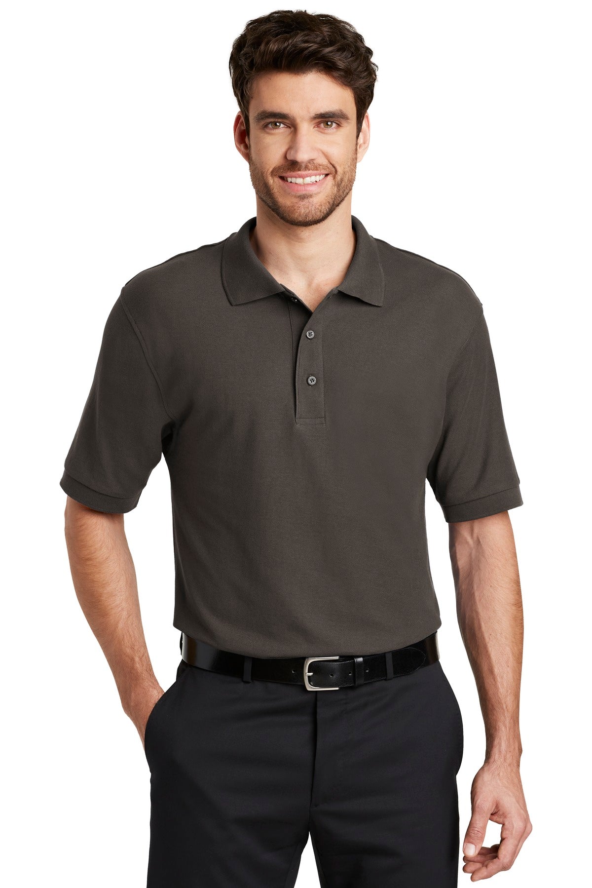 Front View of Bark Port Authority Silk Touch Polo K500 plain