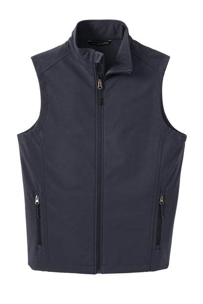 Front View of Batlshp Grey Port Authority Core Soft Shell Vest. J325 plain