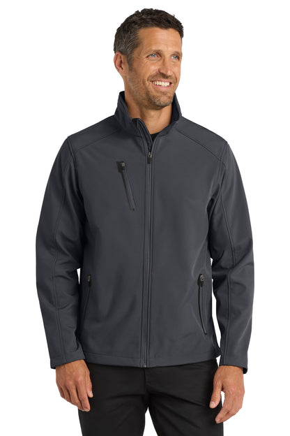 Front View of Batlshp Grey Port Authority Welded Soft Shell Jacket. J324 plain