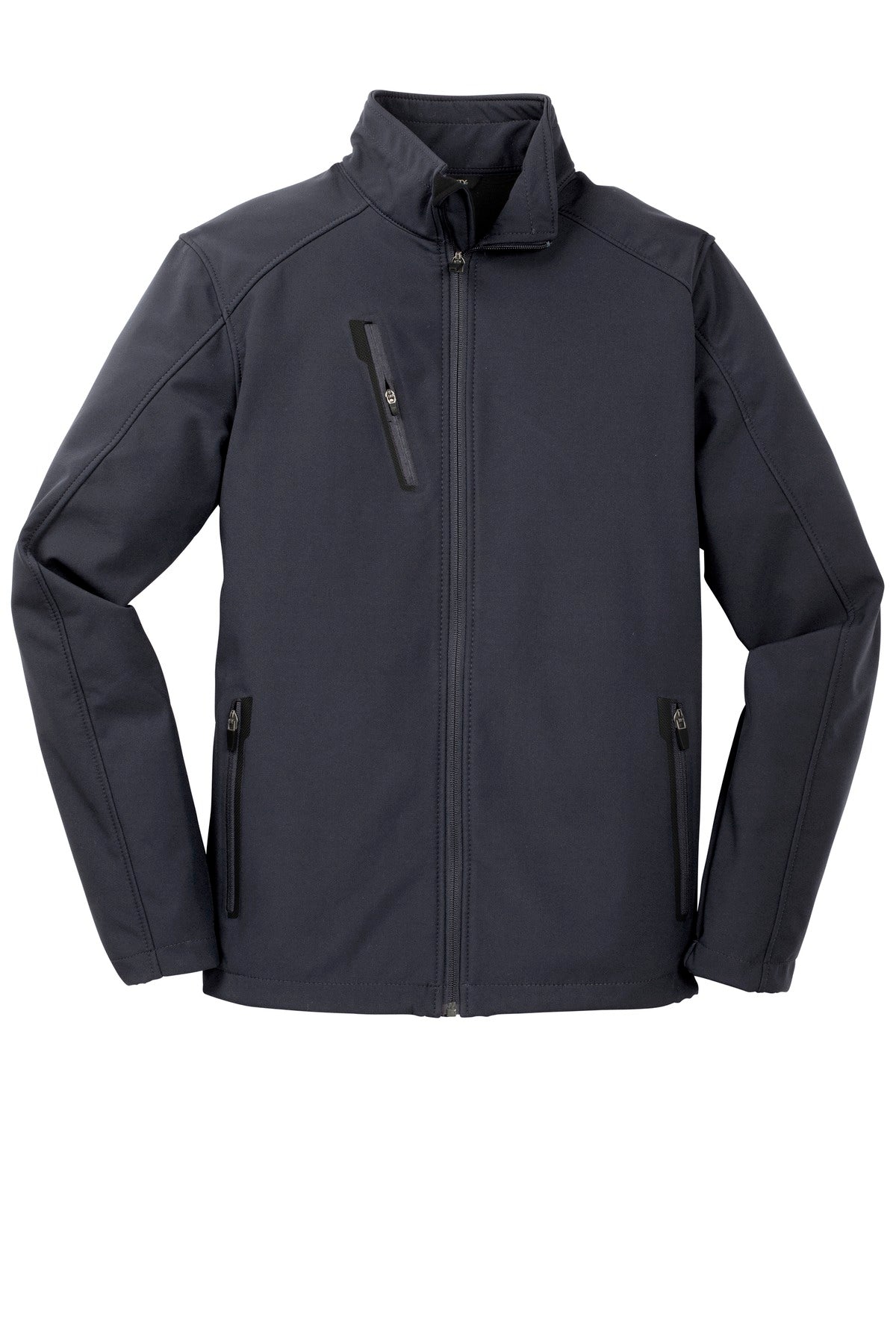 Front View of Batlshp Grey Port Authority Welded Soft Shell Jacket. J324 plain