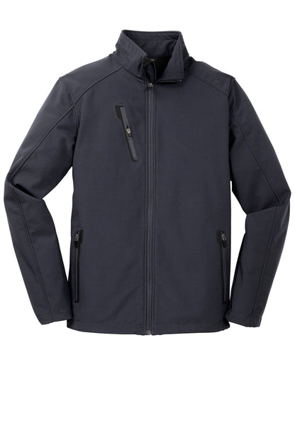 Front View of Batlshp Grey Port Authority Welded Soft Shell Jacket. J324 plain