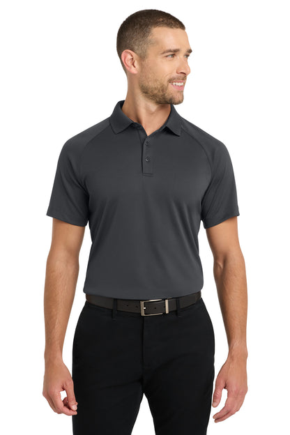 Front View of Battleship Gry Port Authority Crossover Raglan Polo. K575 plain