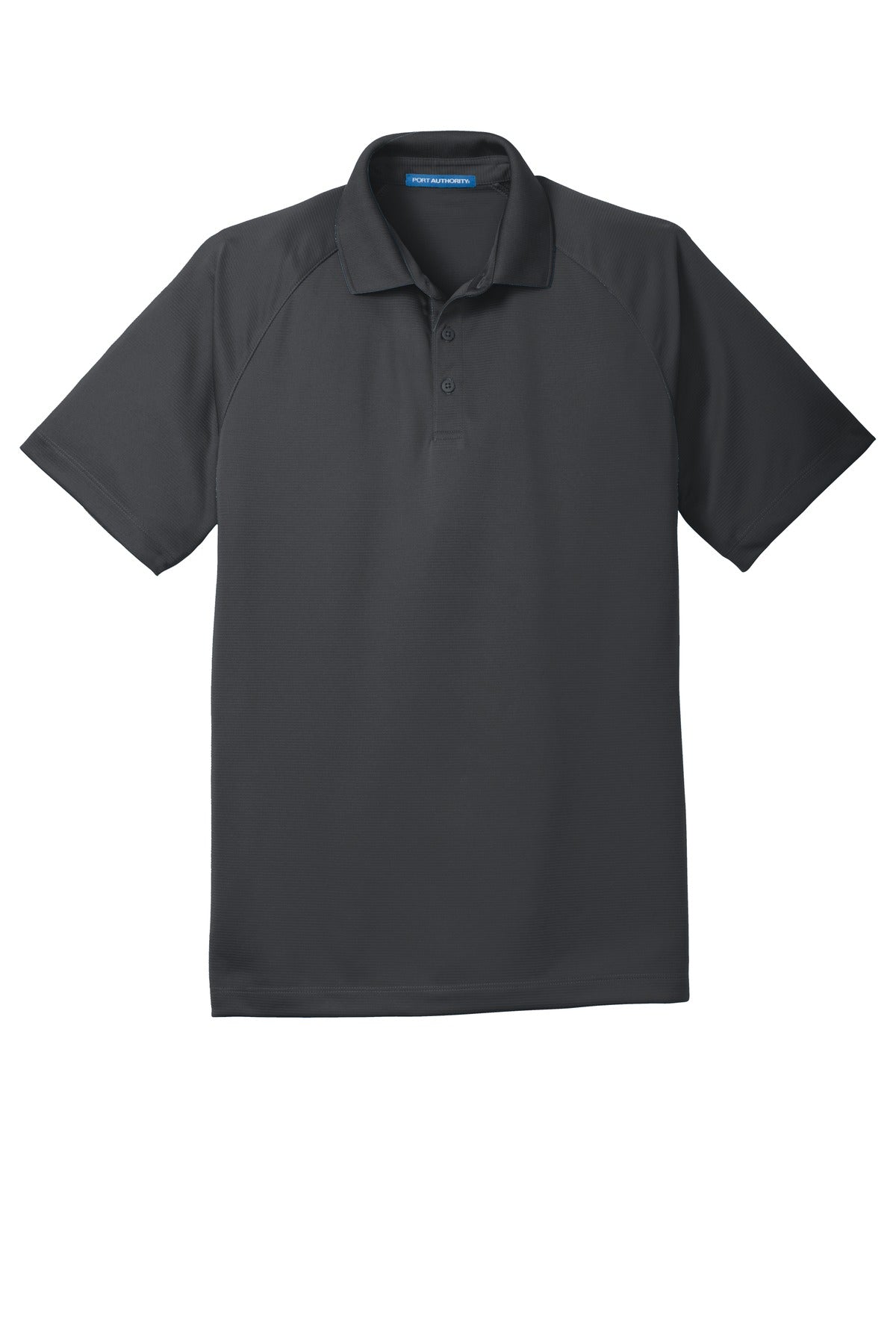 Front View of Battleship Gry Port Authority Crossover Raglan Polo. K575 plain