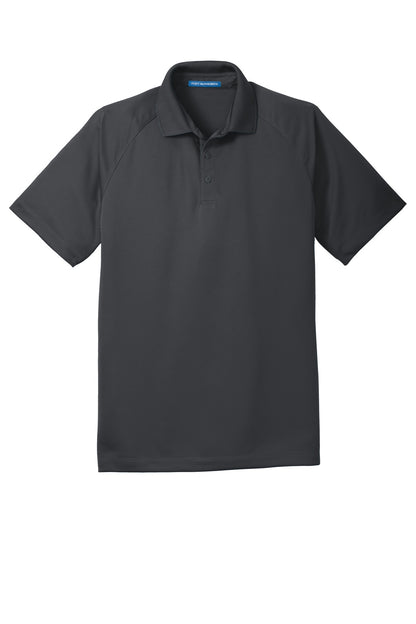 Front View of Battleship Gry Port Authority Crossover Raglan Polo. K575 plain
